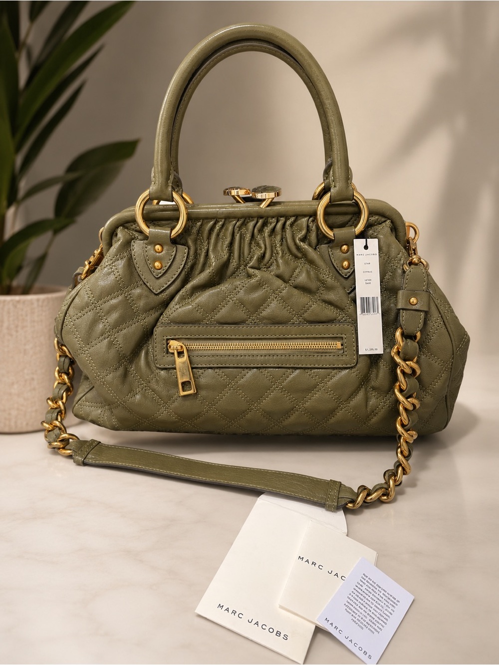 Original vintage Marc Jacobs Stam bag Sage Quilted Leather Satchel